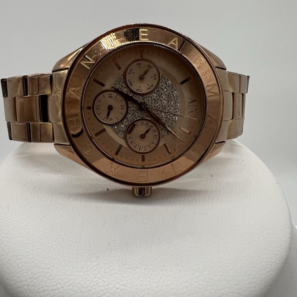Armani Exchange AX5153 Rose Gold Crystal Dial Watch – New Battery – Working - Picture 1 of 7